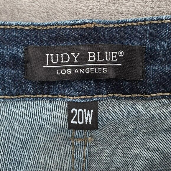 Judy Blue Skinny Fit Jeans 20W Medium Wash Distressed Raw Hem High Rise Stretchy - Picture 2 of 13